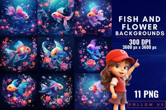 Embracing Aquatic Harmony: Design with Fish and Flower Backgrounds