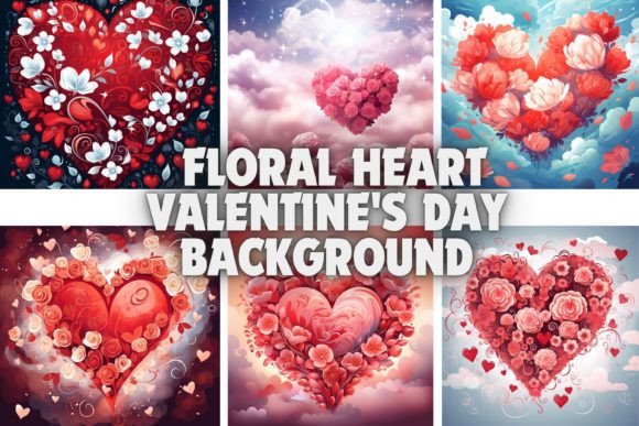 Floral Heart Valentine's Day Backgrounds for Romantic Design