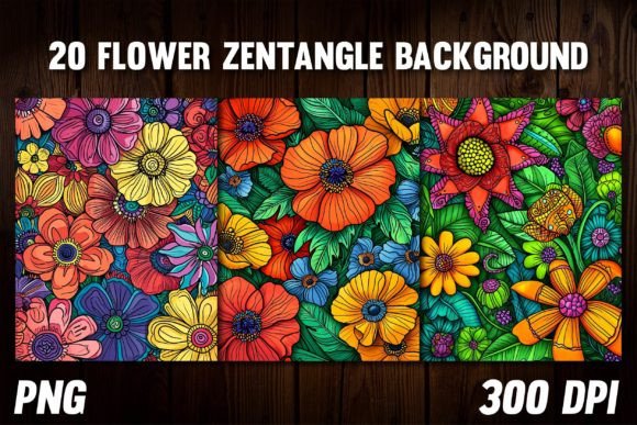 Flower Zentangle Backgrounds for Covers