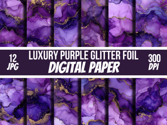 Glitter Purple Alcohol Ink Backgrounds: Your Digital Toolkit