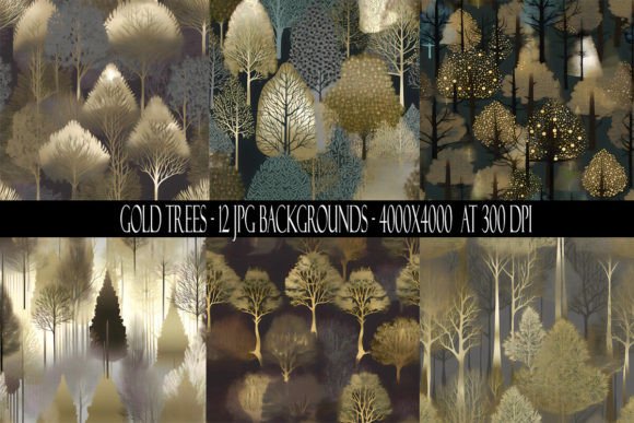 Gold Tree Backgrounds: Nature-Inspired Design Assets