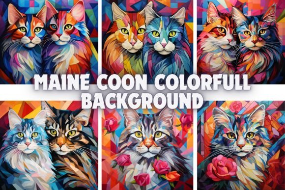 Maine Coon Colorful Backgrounds: A Vibrant Design Asset