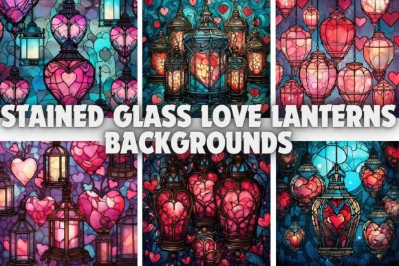 Stained Glass Love Lanterns Backgrounds: A Digital Glow