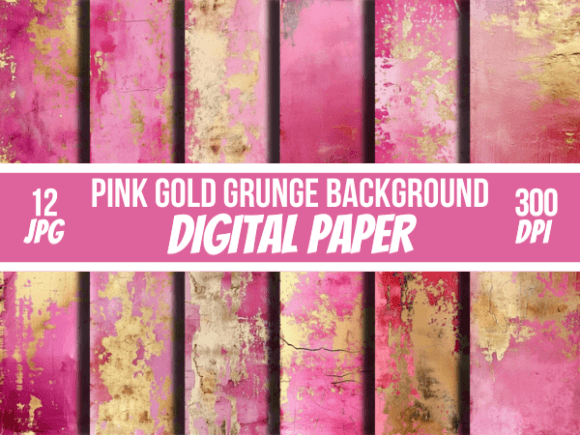 Unleash Creativity with Pink & Gold Grunge Backgrounds Textures